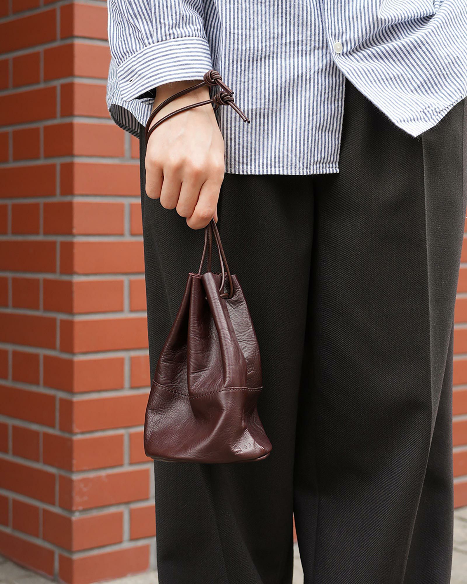 HORSE LEATHER DRAWSTRINGS POUCH S ドローストリングスポーチS
